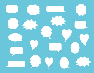 雲みたいな吹き出しセット　空に白