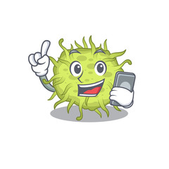 bacteria coccus cartoon character speaking on phone