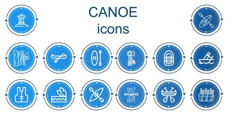 Editable 14 canoe icons for web and mobile