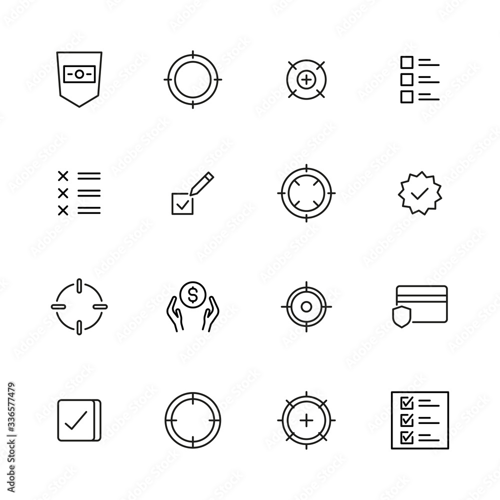 Poster control line icons set.