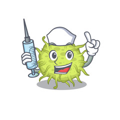 A nice nurse of bacteria coccus mascot design concept with a syringe