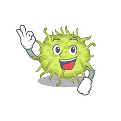 bacteria coccus mascot design style with an Okay gesture finger