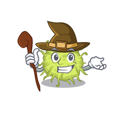 bacteria coccus sneaky and tricky witch cartoon character