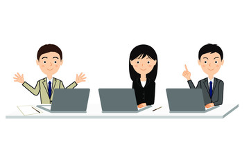会議をする人たちのビジネスイラスト