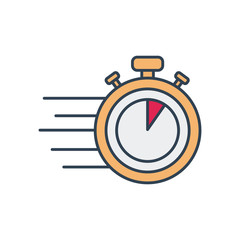 chronometer and fast arrows icon, line and fill style