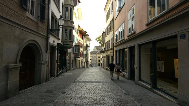 Narrow paved street in the old town Zurich, Switzerland