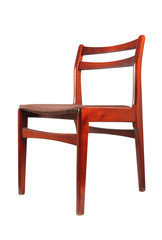 Fabric upholstered retro wooden chair. Isolated with clipping path..