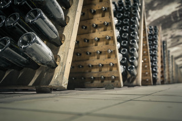 Champagne facory storehouse in the cellar