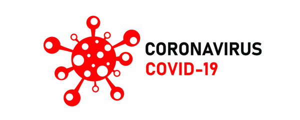 Coronavirus with virus logo.Covid-19 Coronavirus concept inscription typography design logo. Coronavirus symbol pandemic vector image