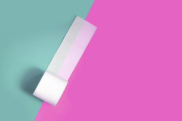 A beautiful roll of toilet paper on the plain background with outer place for adding text