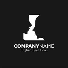 Face logo vector. Logo design vector illustration. face silhouette on the black background - vector logo