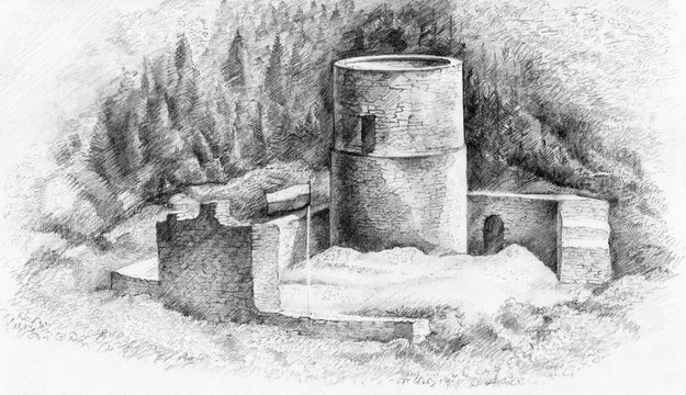 Castle ruins in Village Rytro, Poland.