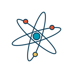 science atom icon, line and fill style