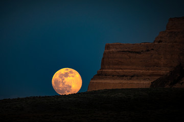 Supermoon over the desert on April 7th, 2020