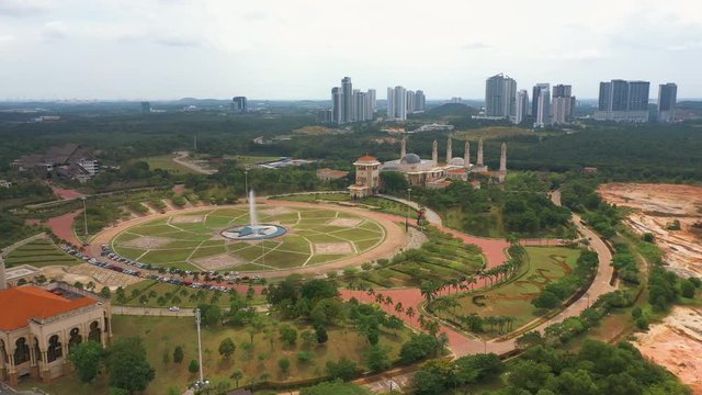 4K Aerial view of administrative building near lakeside. Kota Iskandar Puteri, Johor Bahru
