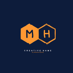 
M H MH Initial logo template vector. Letter logo concept