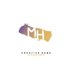 
M H MH Initial logo template vector. Letter logo concept