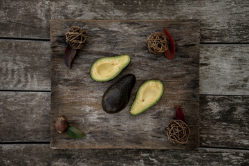 avocado decorated on wood
