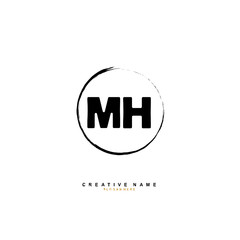 
M H MH Initial logo template vector. Letter logo concept