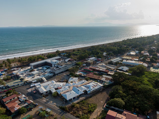 Aerial view of the Hospital Monseñor Sanabria, in Puntarenas in front of the ocean