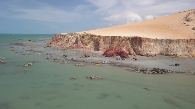Imagem aérea da praia de Ponta Grossa, município Icapuí no litoral leste do Estado do Ceará, Brasil