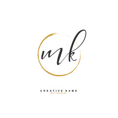 
M K MK Initial logo template vector. Letter logo concept