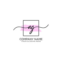 AG initial Handwriting logo vector templates