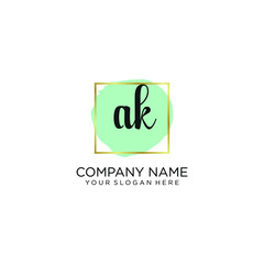 AK initial Handwriting logo vector templates
