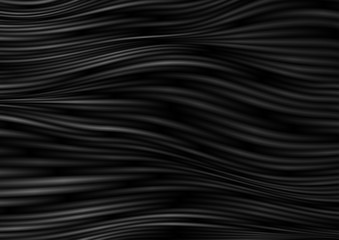 Black curved smooth wavy lines abstract background. Vector design