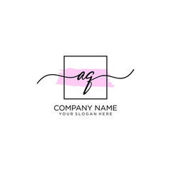 AQ initial Handwriting logo vector templates