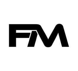 Initial 2 letter Logo Modern Simple Black FM - obrazy, fototapety, plakaty