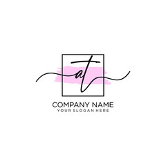 AT initial Handwriting logo vector templates