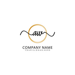 AW initial Handwriting logo vector templates