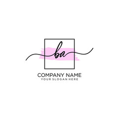 BA initial Handwriting logo vector templates