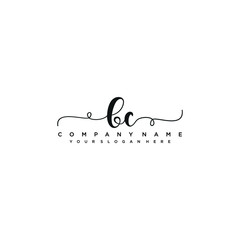 BC initial Handwriting logo vector templates