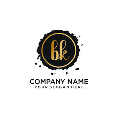 BK initial Handwriting logo vector templates