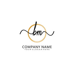 BM initial Handwriting logo vector templates