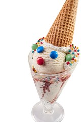 Funny ice-cream clown in conical glass