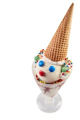 Glass of ice cream with clown face