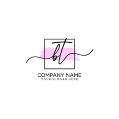 BT initial Handwriting logo vector templates