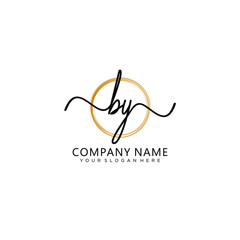 BY initial Handwriting logo vector templates