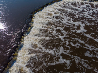 Areal view of widest waterfall in Europe - Ventas rumba.