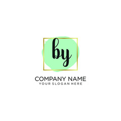 BY initial Handwriting logo vector templates
