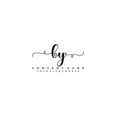 BY initial Handwriting logo vector templates
