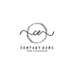 CE initial Handwriting logo vector templates