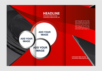 Tri-fold brochure template design, business leaflet, booklet wave
