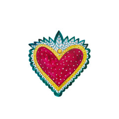 Watercolor art of heart in vintage style , traditional Mexican hearts