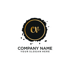 CV initial Handwriting logo vector templates