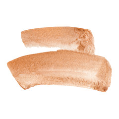 Gold watercolor brushstroke. Abstract orange shiny background element.