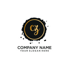 CZ initial Handwriting logo vector templates